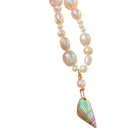 Rainbow kelp shell necklace