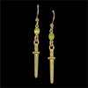 Peridot sword earrings