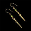 Peridot sword earrings
