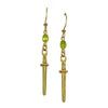 Peridot sword earrings